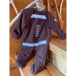 Small Wonders Baby Infant Snowsuit Bunting Winter Size 12 Months Brown Football
